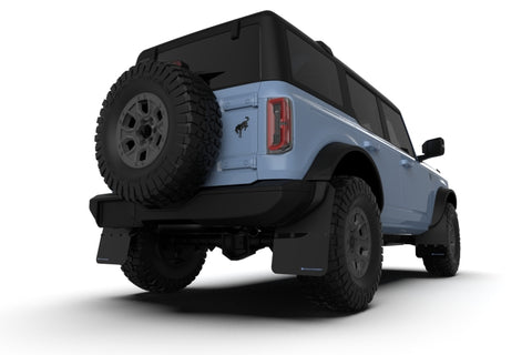 Rally Armor 21-22 Ford Bronco (Steel Bmpr - NO Rptr/Sprt - NO RR/RB) Blk Mud Flap w/Red Logo - MF85-NO-ST-RD