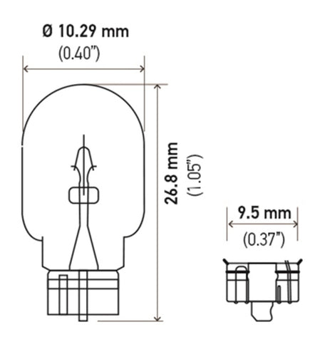 Hella Bulb 2825 12V 5W 4CP W2.1x9.5d T3.25 - 2825