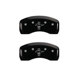 MGP 4 Caliper Covers Engraved Front Mustang Engraved Rear Bar & Pony Black finish silver ch - 10017SMBPBK