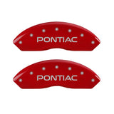 MGP 4 Caliper Covers Engraved Front Pontiac Engraved Rear GXP Red finish silver ch - 18030SPXPRD