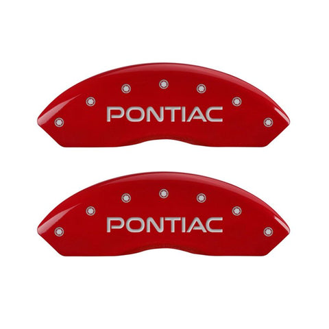 MGP 4 Caliper Covers Engraved Front Pontiac Engraved Rear GXP Red finish silver ch - 18030SPXPRD