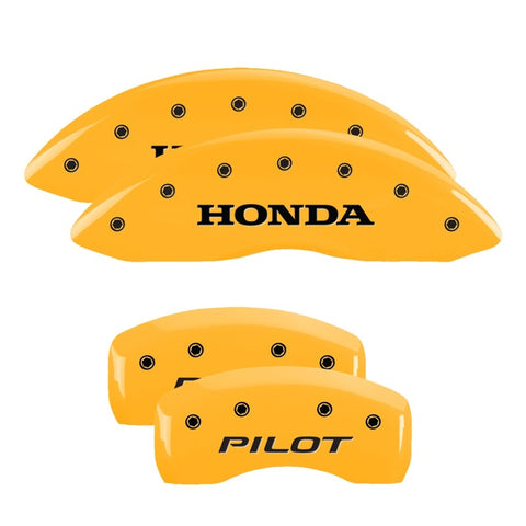 MGP 4 Caliper Covers Engraved Front Honda Engraved Rear Pilot/2016 Yellow finish black ch - 20213SPILYL