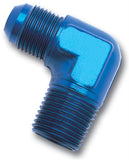 Russell Performance -8 AN to 1/4in NPT 90 Degree Flare to Pipe Adapter (Blue) - 660850