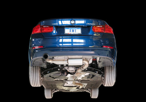 AWE Tuning BMW F30 320i Touring Exhaust &amp; Performance Mid Pipe - Chrome Silver Tip (102mm) - 3015-22044