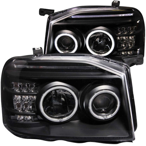 ANZO 2001-2004 Nissan Frontier Projector Headlights w/ Halo Black (CCFL) - 111172