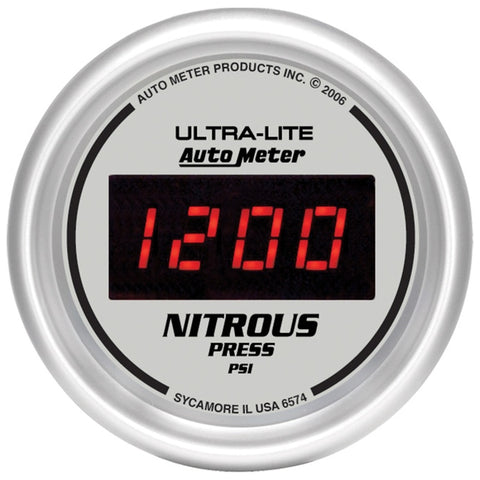 Autometer Ultra-Lite 2-1/16in 1600 PSI Digital Nitrous Pressure Gauge - Silver - 6574