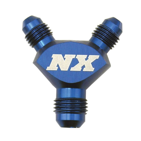 Nitrous Express 6AN x 4AN x 4AN Billet Pure-Flo Y Fitting - Blue - 16084