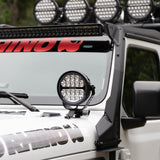 Go Rhino Xplor Blackout Series Round LED Driving Light w/DRL (Surface/Threaded Stud Mnt) 7in. - Blk - 750800711DRS