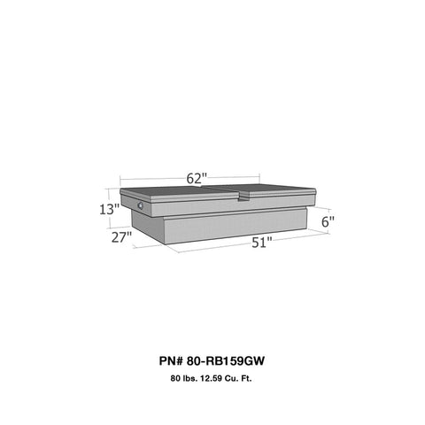 Westin/Brute Gull Wing Lid Mid Size / Down Size LB & SB wide & shallow - Aluminum - 80-RB159GW