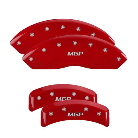 MGP 4 Caliper Covers Engraved Front & Rear MGP Red Finish Silver Char 1988 Chevrolet Corvette - 13013SMGPRD