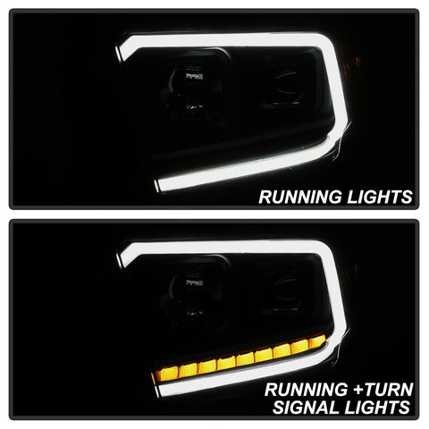 xTune 14-17 Toyota Tundra DRL LED Light Bar Proj Headlights - Black Smoke (PRO-JH-TTU14-LB-BSM) - 9043031