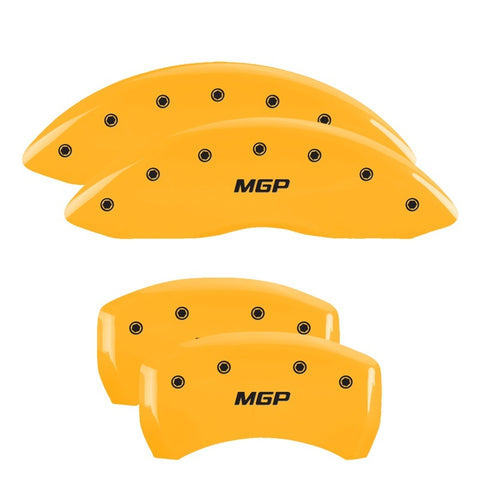 MGP 4 Caliper Covers Engraved Front & Rear Oval logo/Ford Yellow finish black ch - 10225SFRDYL