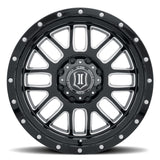 ICON Alpha 20x9 8x6.5in 19mm Offset 5.75in BS Gloss Black Milled Spokes Wheel - 1220908057GBMW