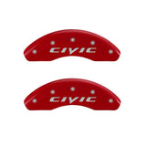 MGP Front set 2 Caliper Covers Engraved Front 2015/Civic Red finish silver ch - 20212FCIVRD