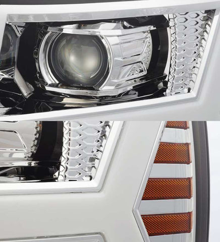 AlphaRex 07-13 Chevy 1500HD PRO-Series Proj Headlights Plank Style Chrome w/Activ Light/Seq Signal - 880204