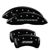 MGP 4 Caliper Covers Engraved Front Gen 4/Camaro Engraved Rear Gen 4/Z28 Black finish silver ch - 14027SZ84BK