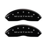 MGP 4 Caliper Covers Engraved Front Mustang Engraved Rear Bar & Pony Black finish silver ch - 10017SMBPBK