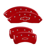 MGP 4 Caliper Covers Engraved Front & Rear Bowtie Red finish silver ch - 14235SBOWRD