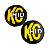 KC HiLiTES 8in. Round Soft Cover HID (Pair) - Black w/Yellow Brushed KC Logo - 5818