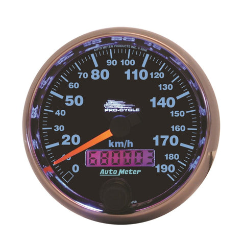 Autometer Pro-Cycle Gauge Speedo 2 5/8in 190 Kmh Elec Black - 19340-M