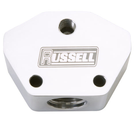 Russell Performance Billet Aluminum Y-Block w/ -10 AN inlet & -8 AN outlet (Polished finish) - 650411