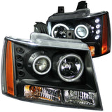 ANZO 2007-2013 Chevrolet Avalanche Projector Headlights w/ Halo Black (CCFL) - 111109