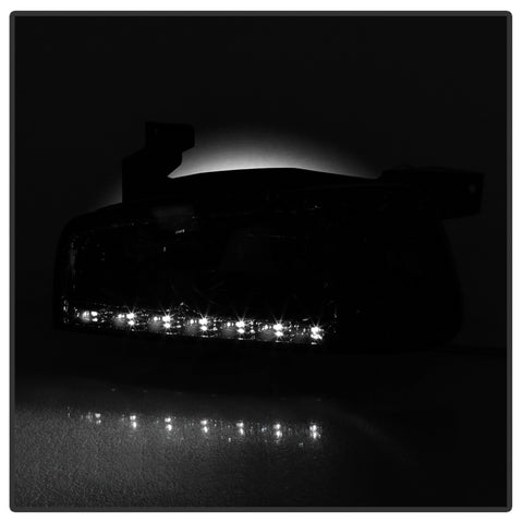 Xtune Dodge Charger 06-10 1Pc LED Crystal Headlights Smoke HD-ON-DCH05-1PC-LED-SM - 5017642