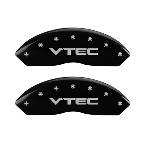 MGP 4 Caliper Covers Engraved Front & Rear Vtech Black finish silver ch - 39001SVTCBK