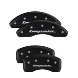 MGP Front set 2 Caliper Covers Engraved Front Bowtie Black finish silver ch - 14213FBOWBK