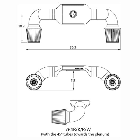 Spectre Plenum Kit - Ultra Low Dual 45/90 Degree Tubes - 764