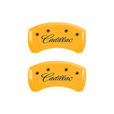 MGP 4 Caliper Covers Engraved Front & Rear Cursive/Cadillac Yellow finish black ch - 35008SCADYL