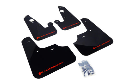 Rally Armor 07-17 Mitsubishi Lancer Black UR Mud Flap w/ Red Logo - MF8-UR-BLK/RD