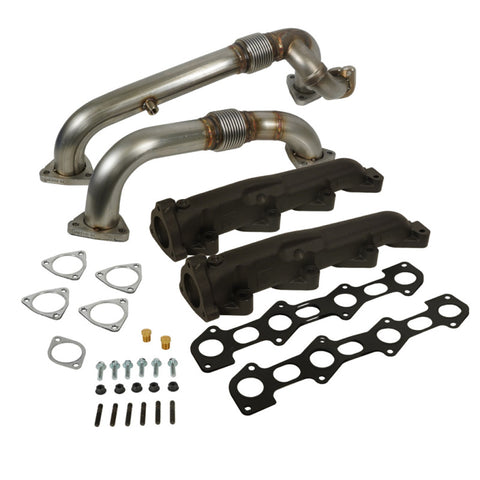 BD Diesel 08-10 Ford F-250/F-350/F-450/F-550 Powerstroke 6.4L Up Pipes Kit w/Manifold Set - 1041484