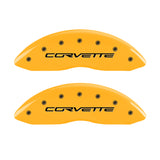 MGP 4 Caliper Covers Engraved Front & Rear C6/Corvette Yellow finish black ch - 13008SCV6YL