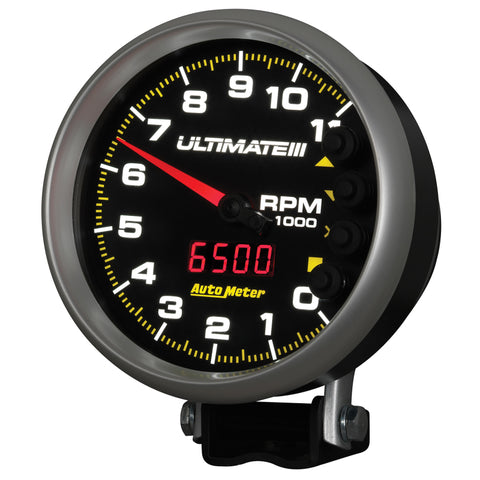 AutoMeter Gauge Tach 5in. 11K RPM Pedestal Datalogging Ultimate IIi Playback Black - 6888