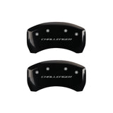 MGP 4 Caliper Covers Engraved Front & Rear Block/Challenger Black finish silver ch - 12162SCLBBK