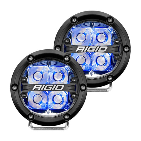 Rigid Industries 360-Series 4in LED Off-Road Spot Beam - Blue Backlight (Pair) - 36115