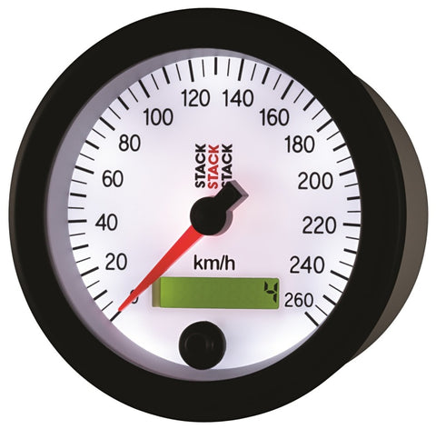 Autometer Stack Instruments 88MM 0-260 KM/H Programmable Speedometer - White - ST3852