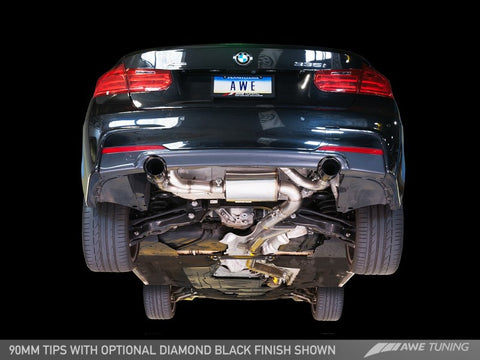 AWE Tuning BMW F3X 335i/435i Touring Edition Axle-Back Exhaust - Diamond Black Tips (90mm) - 3010-33028