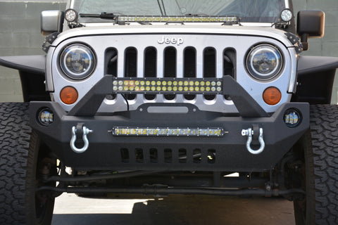 DV8 Offroad 07-18 Wrangler JK FS-17 Mid Length Steel Front Bumper w/ Fog Lights - FBSHTB-17