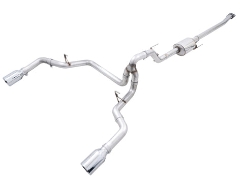 AWE 0FG 21+ Ford F150 Dual Split Rear Exhaust - 5in Chrome Silver Tips - 3015-32105