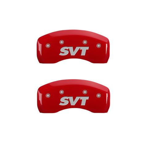 MGP 4 Caliper Covers Engraved Front & Rear SVT Red finish silver ch - 10017SSVTRD