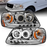 ANZO 1997.5-2003 Ford F-150 Projector Headlights w/ Halo Chrome 1pc - 111054