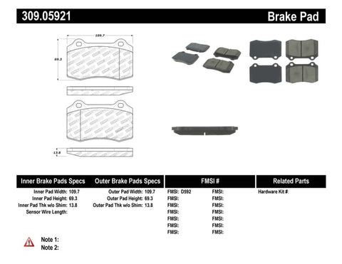 StopTech Performance 00-06 Jaguar S Typre R / XJ R / XJR-S / XJ Sport Rear Brake Pads - 309.05921