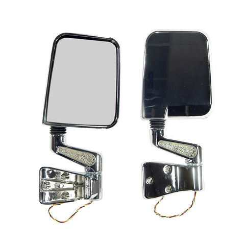 Rugged Ridge 87-02 Jeep Wrangler YJ/TJ Chrome Door Mirror Kit w/ LED Turn Signal - 11016.01