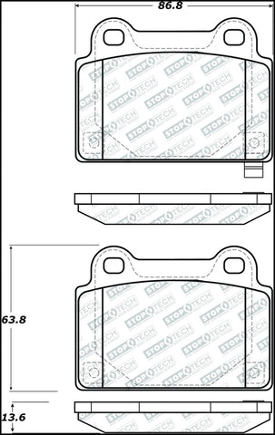 StopTech 08-15 Mitsubishi Evo X Street Performance Rear Brake Pads - 305.13680