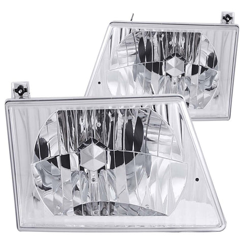 ANZO 1992-2006 Ford Econoline Crystal Headlights Chrome - 111026