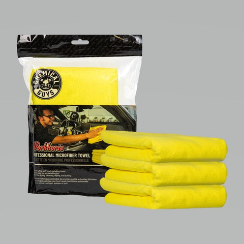 Chemical Guys Workhorse Professional Microfiber Towel - 16in x 16in - Yellow - 3 Pack - MICYELLOW03