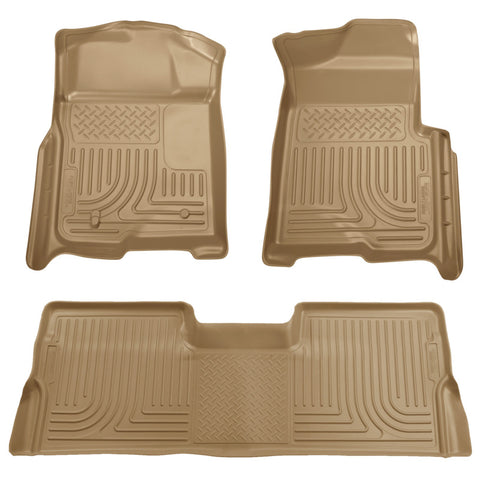 Husky Liners 08-10 Ford SD Crew Cab WeatherBeater Combo Tan Floor Liners (w/o Manual Trans Case) - 98383