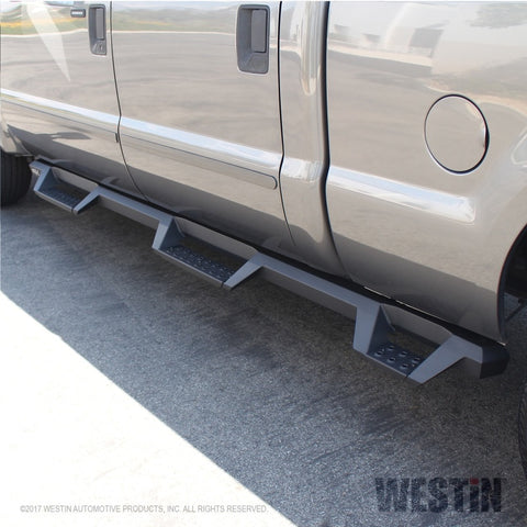 Westin 99-16 Ford F-250/350/450/550 CC (6.75ft Bed) HDX Drop Whl to Whl Nerf Step Bars - Text Blk - 56-534015